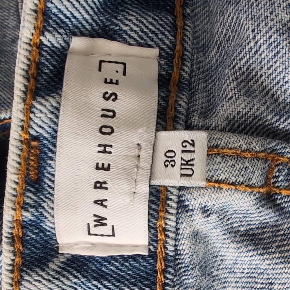 Warehouse Women's 30 Light Blue Cotton Denim Cut Off Shorts - Picture 4 of 5